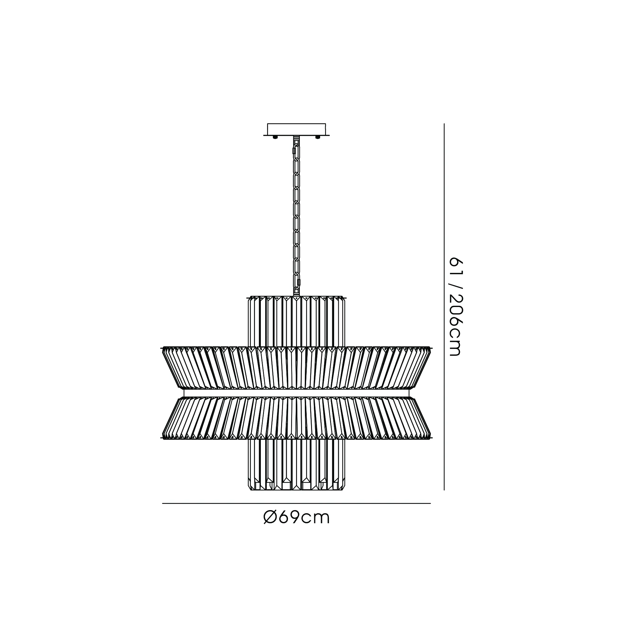 IL32953PN  Vienna 70cm Round Pendant, 18 x E14, Polished Nickel/Clear